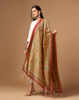 Digital print assam silk dupatta for women and girls to wear on gown chaniya choli kurti etc 2