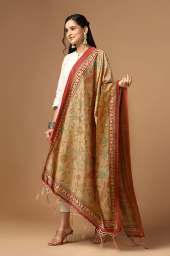 Digital print assam silk dupatta for women and girls to wear on gown chaniya choli kurti etc