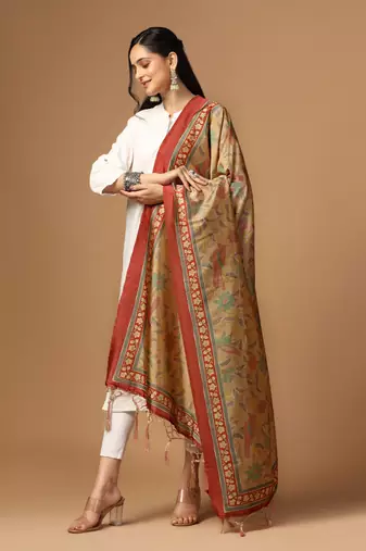Digital print assam silk dupatta for women and girls to wear on gown chaniya choli kurti etc