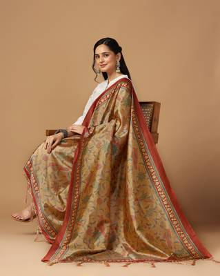 Digital print assam silk dupatta for women and girls to wear on gown chaniya choli kurti etc 5