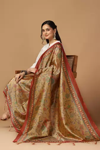 Digital print assam silk dupatta for women and girls to wear on gown chaniya choli kurti etc