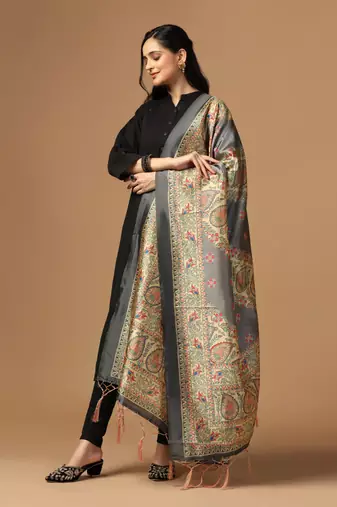 Digital print assam silk dupatta for women and girls to wear on gown chaniya choli kurti etc
