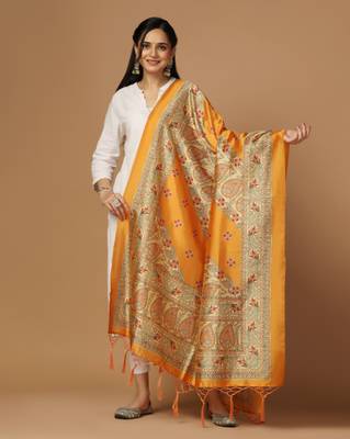 Digital print assam silk dupatta for women and girls to wear on gown chaniya choli kurti etc 1