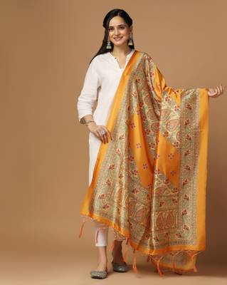 Digital print assam silk dupatta for women and girls to wear on gown chaniya choli kurti etc 2