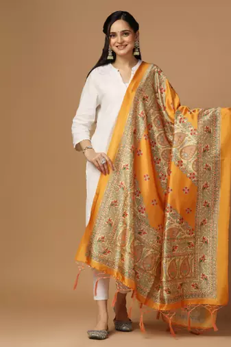 Digital print assam silk dupatta for women and girls to wear on gown chaniya choli kurti etc