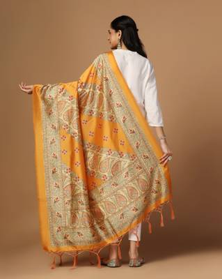 Digital print assam silk dupatta for women and girls to wear on gown chaniya choli kurti etc 4