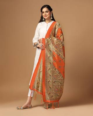 Digital print assam silk dupatta for women and girls to wear on gown chaniya choli kurti etc 2
