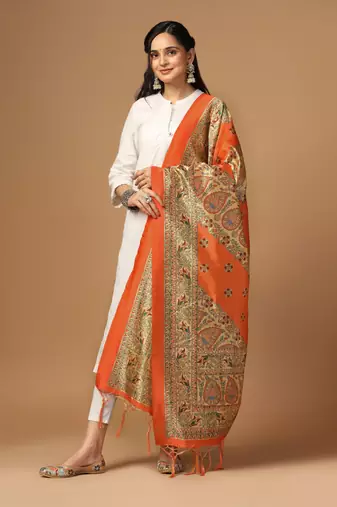 Digital print assam silk dupatta for women and girls to wear on gown chaniya choli kurti etc