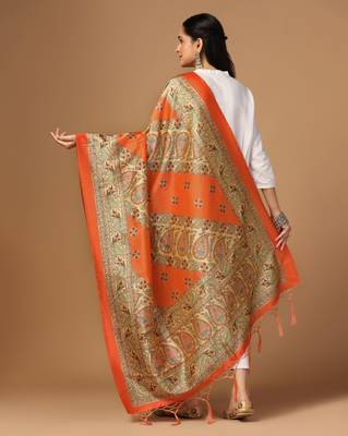Digital print assam silk dupatta for women and girls to wear on gown chaniya choli kurti etc 3