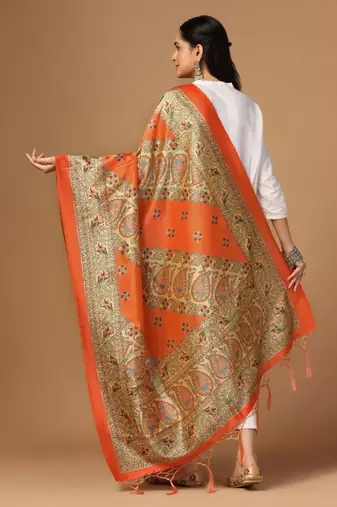 Digital print assam silk dupatta for women and girls to wear on gown chaniya choli kurti etc