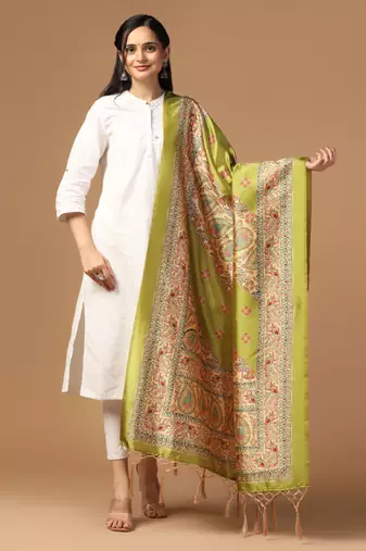 Digital print assam silk dupatta for women and girls to wear on gown chaniya choli kurti etc