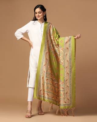 Digital print assam silk dupatta for women and girls to wear on gown chaniya choli kurti etc 2
