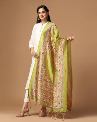 Digital print assam silk dupatta for women and girls to wear on gown chaniya choli kurti etc 3