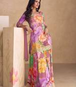 Mauve chinon embroidered readymade salwar kameez