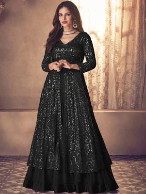 Black Georgette Wedding Lehenga Salwar Kameez 1