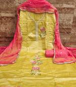 Chic pink organza sequence dress material with dupatta