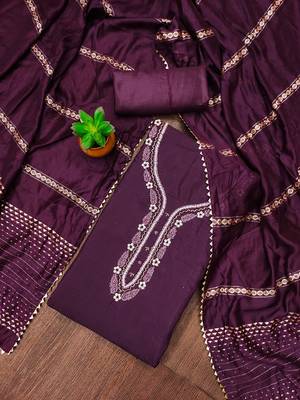 Purple designer handwork and fancy border with weaving embroidered dupatta parampara cotton dress materials 1