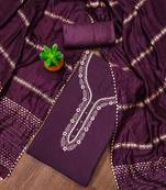 Purple designer handwork and fancy border with weaving embroidered dupatta parampara cotton dress materials