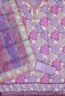 Chic purple organza sequence dress material with dupatta 2
