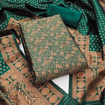 Classiques Jacquard Silk Dress Bottle Green Material 2