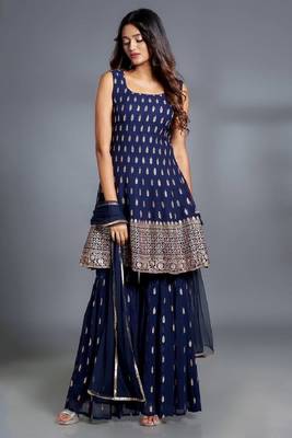 Royal Blue Embroidered ethnic Set 1