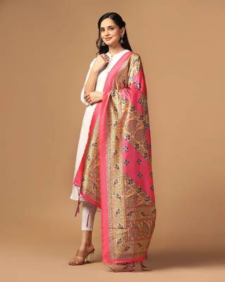 Digital print assam silk dupatta for women and girls to wear on gown chaniya choli kurti etc 2