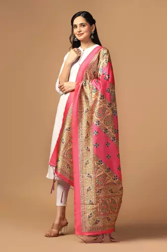 Digital print assam silk dupatta for women and girls to wear on gown chaniya choli kurti etc
