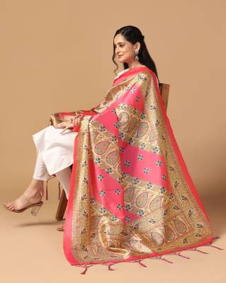 Digital print assam silk dupatta for women and girls to wear on gown chaniya choli kurti etc 3