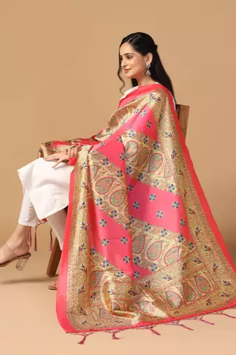 Digital print assam silk dupatta for women and girls to wear on gown chaniya choli kurti etc