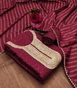 Maroon sequins chanderi dress materials
