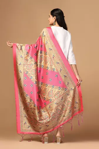Digital print assam silk dupatta for women and girls to wear on gown chaniya choli kurti etc