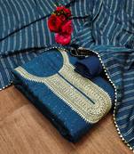Blue sequins chanderi dress materials