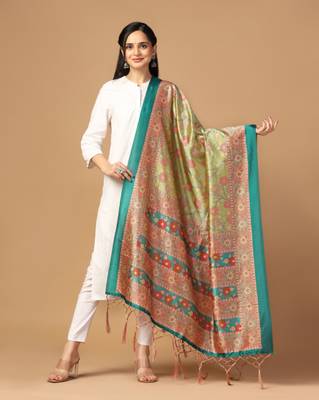 Digital print assam silk dupatta for women and girls to wear on gown chaniya choli kurti etc 1