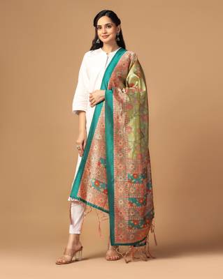 Digital print assam silk dupatta for women and girls to wear on gown chaniya choli kurti etc 2