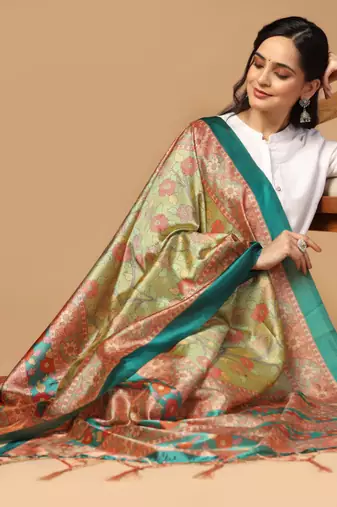 Digital print assam silk dupatta for women and girls to wear on gown chaniya choli kurti etc