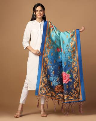 Digital print assam silk dupatta for women and girls to wear on gown chaniya choli kurti etc 1