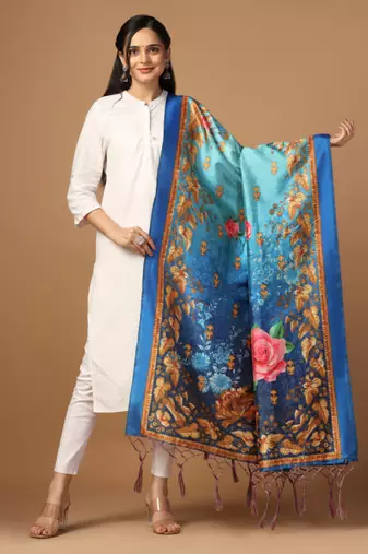 Digital print assam silk dupatta for women and girls to wear on gown chaniya choli kurti etc
