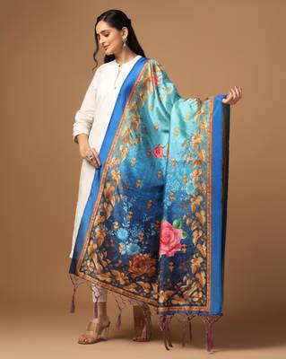 Digital print assam silk dupatta for women and girls to wear on gown chaniya choli kurti etc 2
