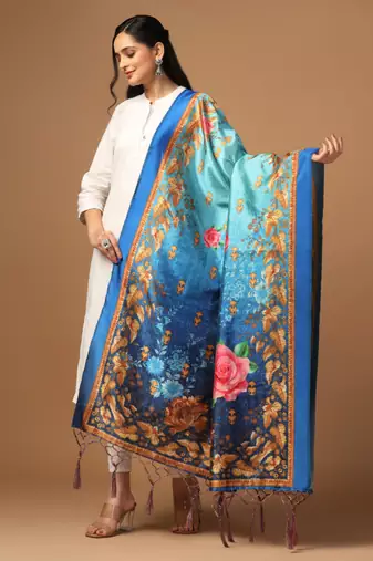 Digital print assam silk dupatta for women and girls to wear on gown chaniya choli kurti etc