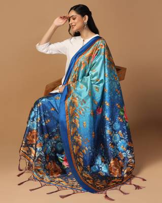 Digital print assam silk dupatta for women and girls to wear on gown chaniya choli kurti etc 4