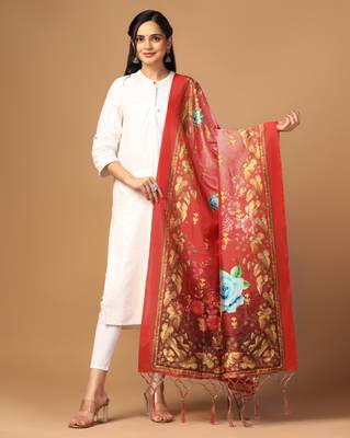 Digital print assam silk dupatta for women and girls to wear on gown chaniya choli kurti etc 1