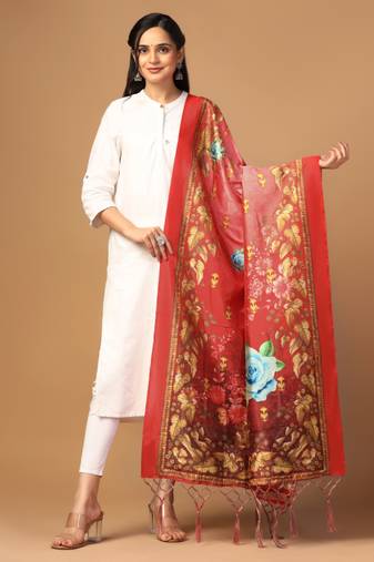 Digital print assam silk dupatta for women and girls to wear on gown chaniya choli kurti etc