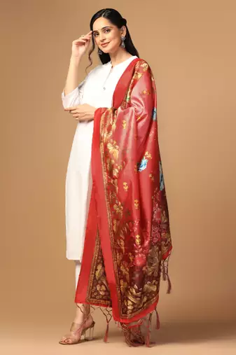 Digital print assam silk dupatta for women and girls to wear on gown chaniya choli kurti etc