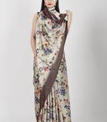 Women'S Multicolor Pure Japan Satin Digital Printed Designer Saree With Blouse