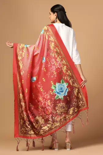 Digital print assam silk dupatta for women and girls to wear on gown chaniya choli kurti etc