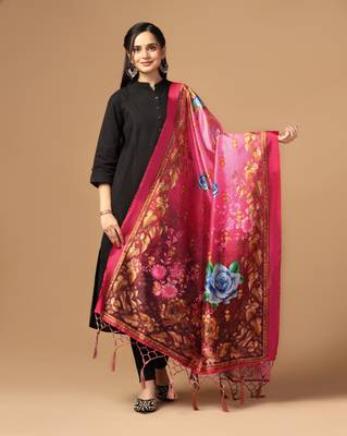 Digital print assam silk dupatta for women and girls to wear on gown chaniya choli kurti etc 1