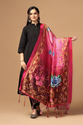 Digital print assam silk dupatta for women and girls to wear on gown chaniya choli kurti etc