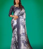 Women'S Multicolor Pure Japan Satin Digital Printed Designer Saree With Blouse