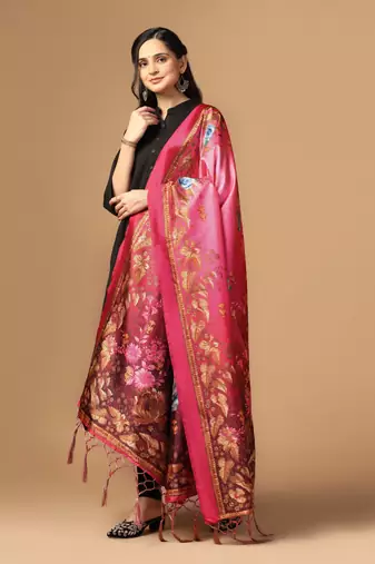 Digital print assam silk dupatta for women and girls to wear on gown chaniya choli kurti etc