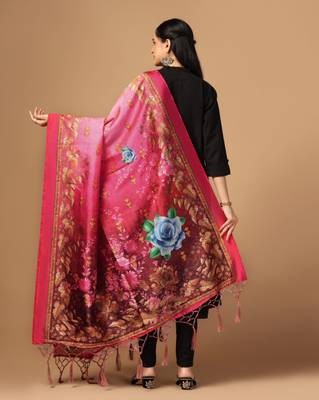 Digital print assam silk dupatta for women and girls to wear on gown chaniya choli kurti etc 3